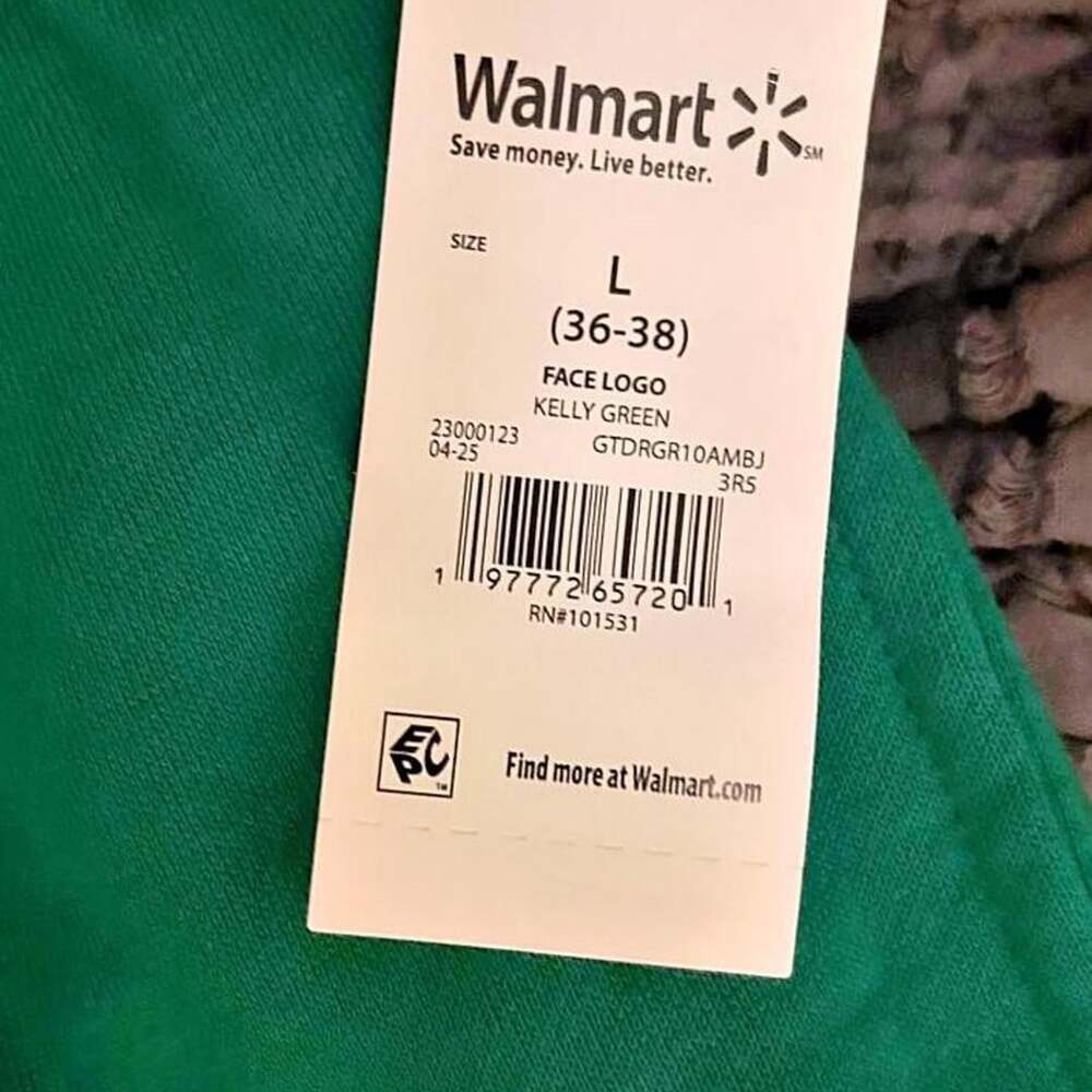 Walmart The Grinch Sweatpants Size L (36-38) Kelly Green Face Logo NWT